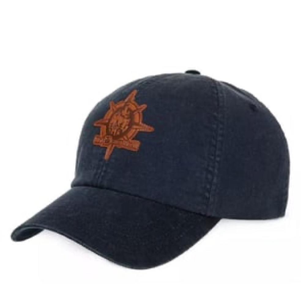 Disney walk disney world navy baseball cap brown leather decal